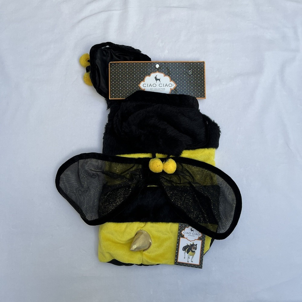 Bee 🐝 Dog Cat Costume Plush Halloween Pet Outfit S NWT 11-13" Ciao Ciao